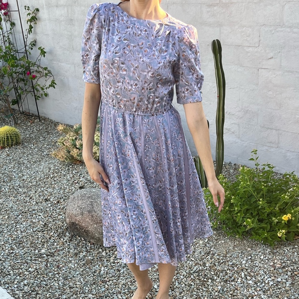 Vintage 60s a line floral spring summer midi dress - Picture 4 of 16